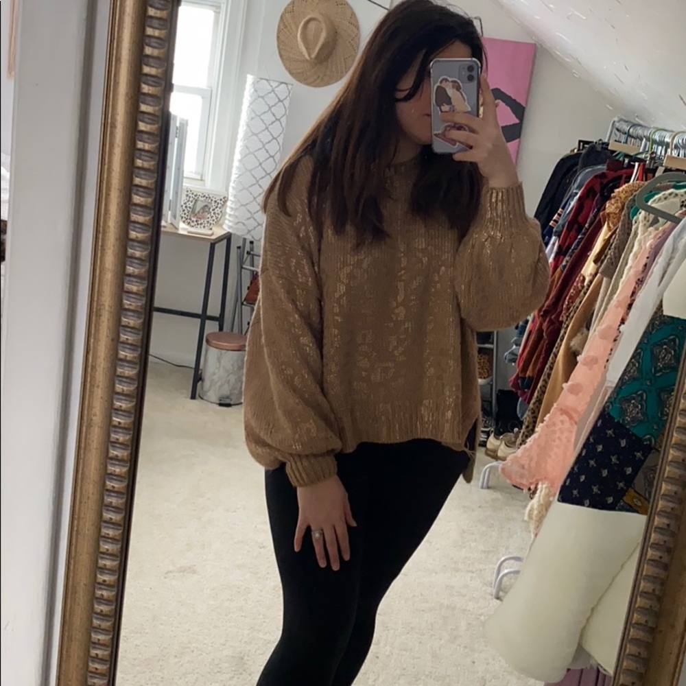 NWOT Metallic Cheetah Sweater
